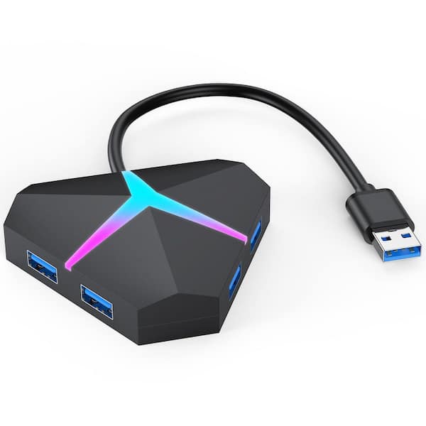 Lukyamzn 4-Port USB 3.0-Hub Multiport Adapter Expander High Speed 5Gbps Data Transfer Extra Ports for Laptop Mac PC PS5