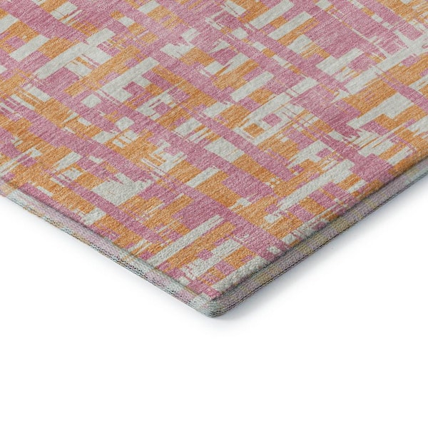 Mayfield Premium Machine Washable Abstract AMF1060 Pink 9 ft. x 12 ft. Area Rug