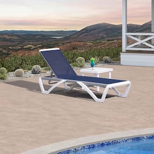 Patio Chair Set Plastic Outdoor Chaise Lounge Chairs for Outside Beach in-Pool Lawn Poolside, Navy Blue