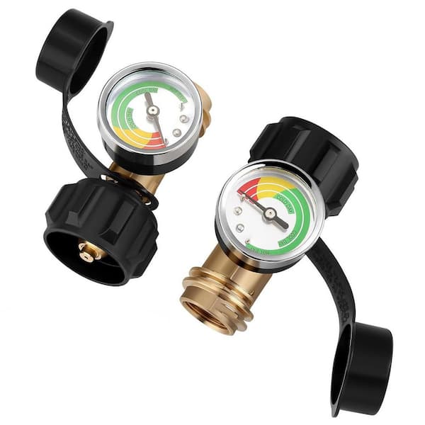 Lukvuzo 2-Pack Universal Propane Tank Gauge Level Indicator for 5-40 lb Tanks with Solid Brass Connection for BBQ and More