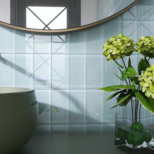 Crystile Light Gray 3 in. X 6 in. Glossy Glass Subway Tile (10 sq. ft./Case)