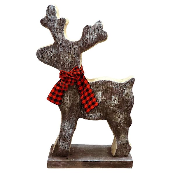 Alpine Corporation Christmas Reindeer Statue with Wood Texture for Home