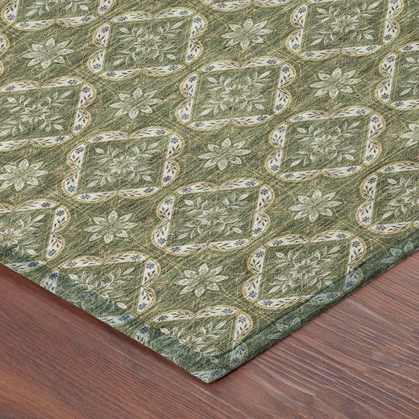 Chantille Machine Washable Indoor/Outdoor Abstract ACN2631 Olive 10 ft. x 14 ft. Area Rug