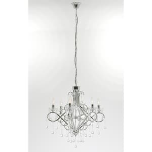 5-Light Silver Crystal Empire Chandelier for Living Room with No Bulbs Included