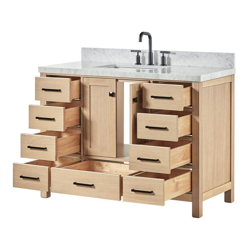 Cambridge 49" Oak Freestanding Vanity with Marble Top