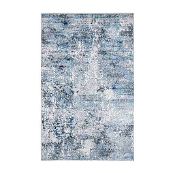 5ft. x 8ft. Abstract Blue/ Ivory/ Tan Area Rugs