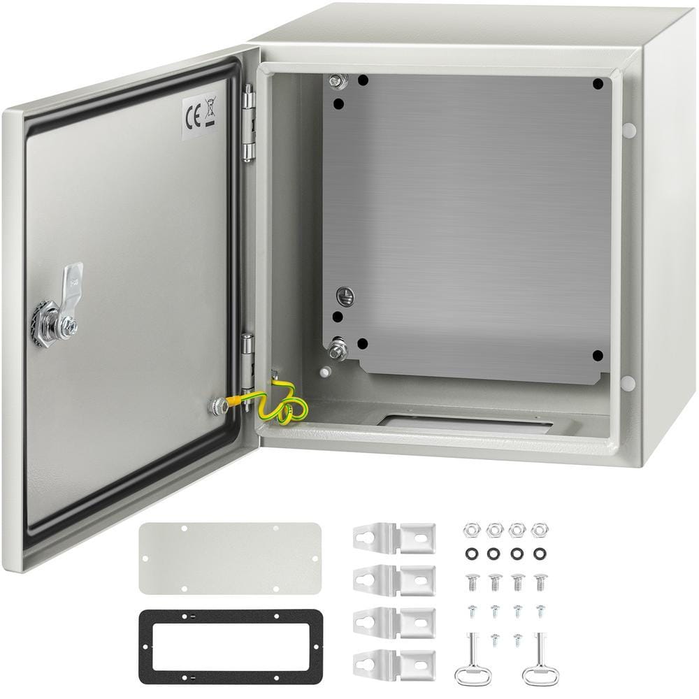 VEVOR Electrical Enclosure 12 in. x 12 in. x 8 in. NEMA 4X Carbon Steel Outdoor and Indoor Use Electrical Junction Box, Gray (Vk0t143DizLjHqr)