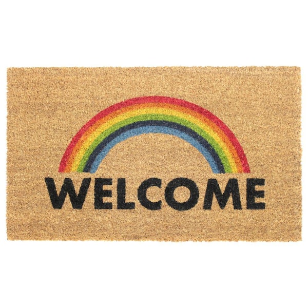 RugSmith Multi Welcome Rainbow 18 in. x 30 in. Doormat