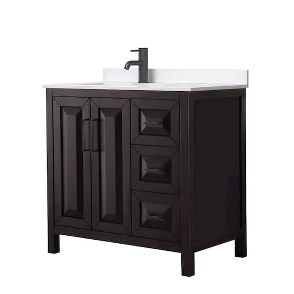 Wyndham Collection Daria 36 in. W. x 22 in. D x 35.75 in. H Single Bath Vanity in Dark Espresso with White Quartz Top