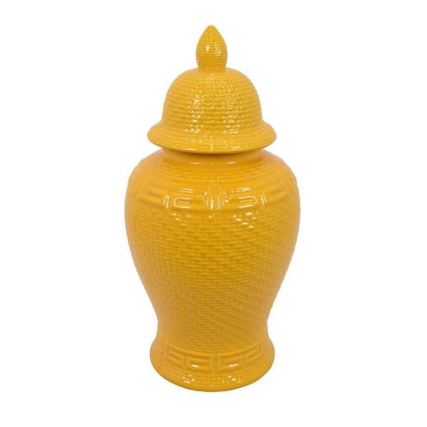 Benjara Ceramic Jar with Finial Top