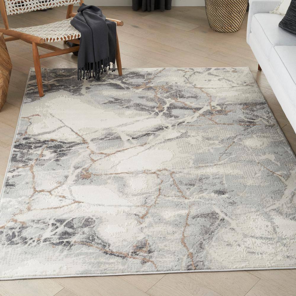 Elation Ivory Abstract 5' x 7' Soft Synthetic Area Rug