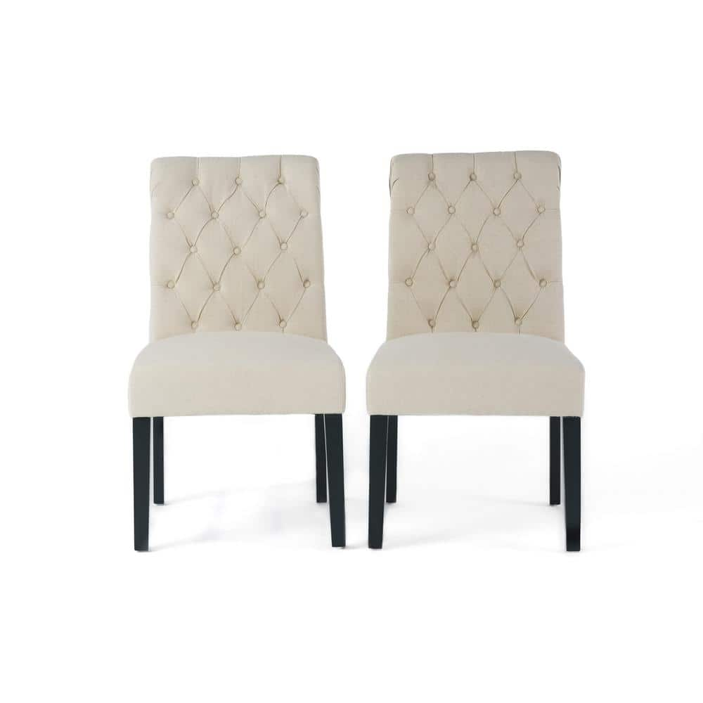 Noble House Dinah Ivory Fabric Tufted Dining Chairs (Set of 2) 609 - The  Home Depot