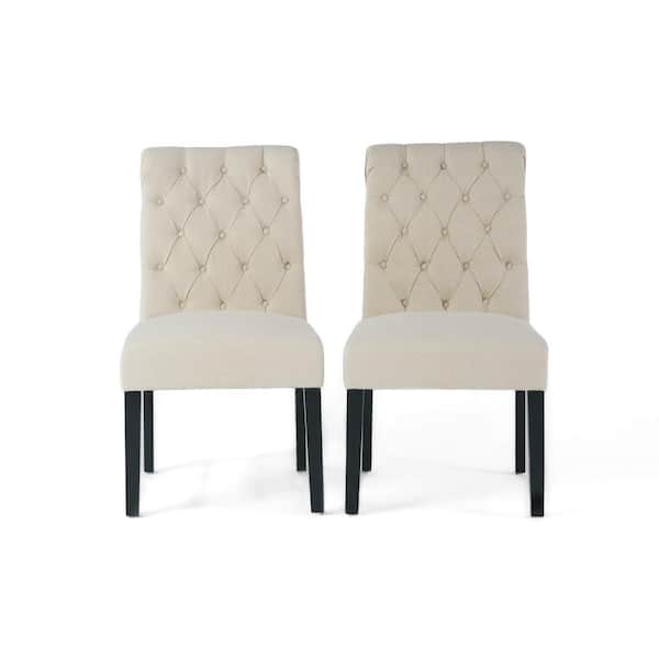 Noble House Dinah Ivory Fabric Tufted Dining Chairs (Set of 2)