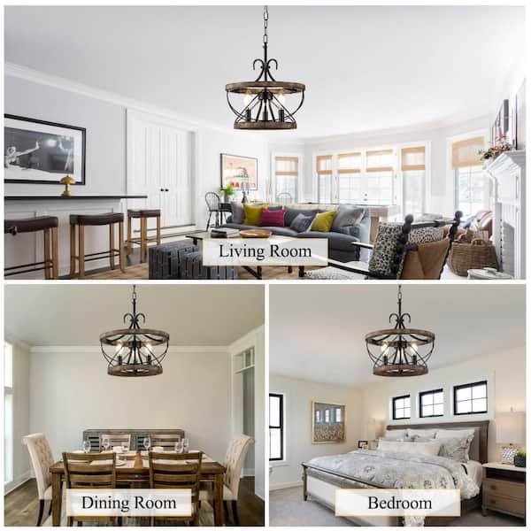 Oaks Aura Chica 3 Light 13 in. Weathered Wood Farmhouse Chandelier