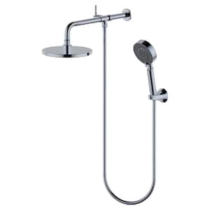 Single-Handle 5-Spray 1.8 GPM Shower Faucet with 8 in. Wall Mount Dual Round Shower Head in Chrome