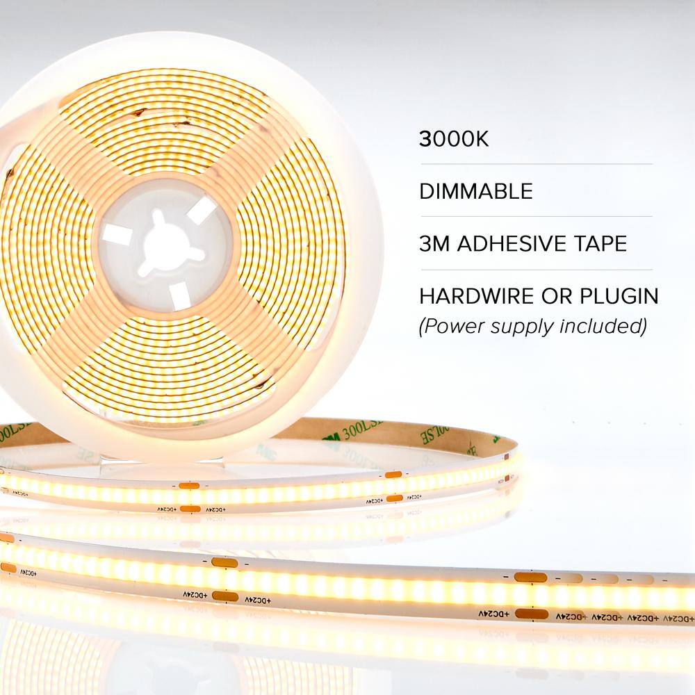 16.5 ft Warm White Dimmable LED Strip Light with Adhesive Backing