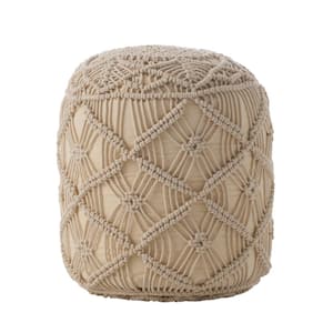Barrows Natural Pattern Fabric Round Pouf