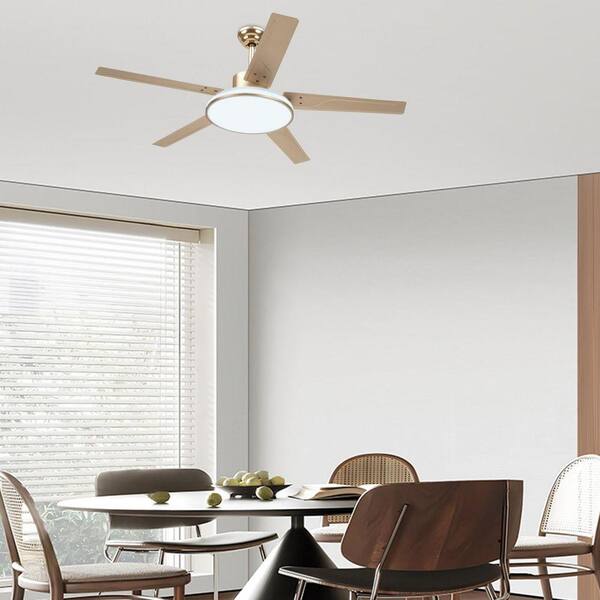 OUKANING 52 in. Indoor Gold Modern 6-Speed Ceiling Fan with