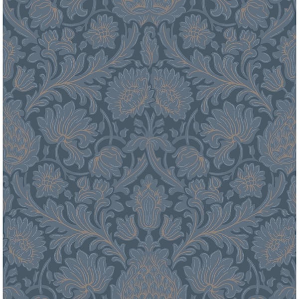 Brewster Home Fashions Bamburg Dark Blue Floral Wallpaper Sample