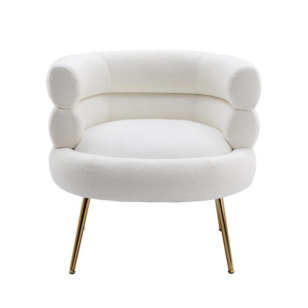 white fabric accent chair