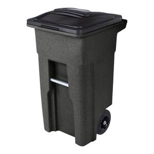 32 Gallon Blackstone Outdoor Trash Can/Garbage Can with Quiet Wheels and Attached Lid