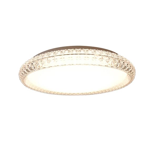 Lecoht 16 in. Faux Crystal Acrylic Shade Light Fixture with Adjustable CCT 3000K/4000K/5000K Dimmable Flush Mount Light Fixture