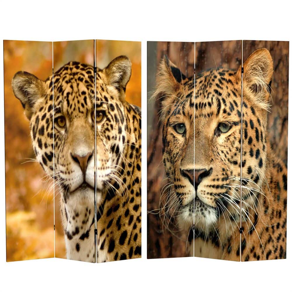 Double Sided Leopard Print Folding Room Divider
