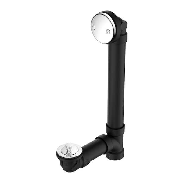 PF WaterWorks Chrome Trim Twist Close Bathtub Drain - Sch. 40 Black ABS