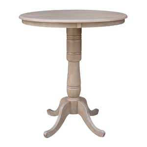 Weathered Taupe Gray Solid Wood Pedestal Table