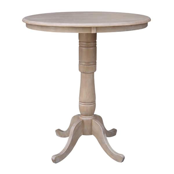 International Concepts Weathered Taupe Gray Solid Wood Pedestal Table