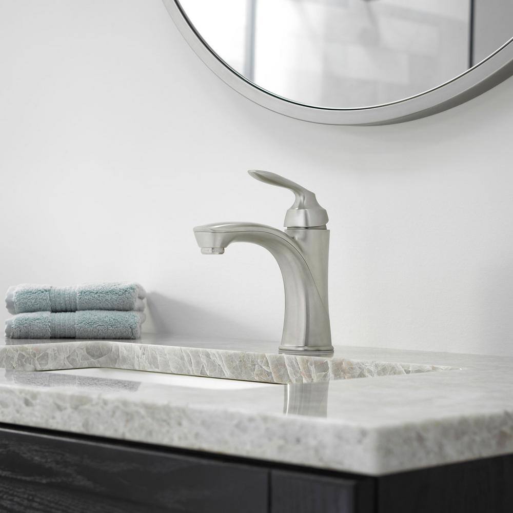 Brushed Nickel Single Handle High Arc Bathroom Faucet