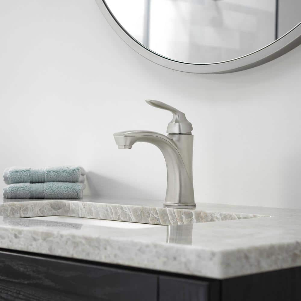 Brushed Nickel Single Handle High Arc Bathroom Faucet