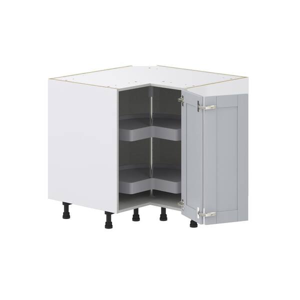 J Collection Berland Light Gray Shaker Assembled Corner Kitchen Cabinet With Lazy Susan 36 In W X 34 5 H 24 D Dsbc36ls L R Cl The Home Depot J Collection Berland Light Gray, Lazy Susan Cabinet Lighting