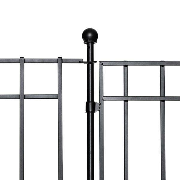 Black Steel No-Dig Ornamental Metal Fence Panel, 48x34 Inches