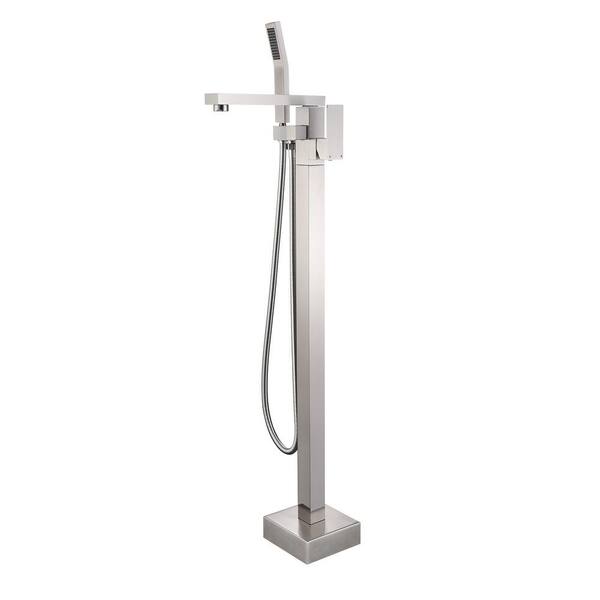 Unbranded Single-Handle Square Claw Foot Freestanding Tub Faucet, 2.5 GPM Shower Faucet with Hand Shower in. Brushed Nickel