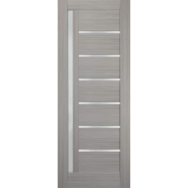 42 in. x 84 in. Solid MDF Frosted Glass Gray Ash Interior Door Slab