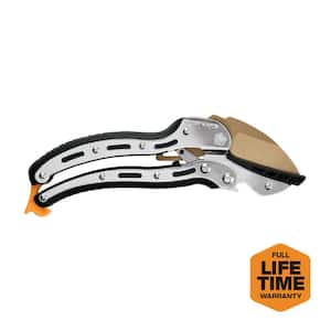 1 in. Cut Capacity Titanium Coated Precision-Ground Hardened Steel Blade Ratchet Hand Pruning Shears