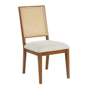 Lecce Walnut Wood Rattan Dining Chairs (Set of 2)