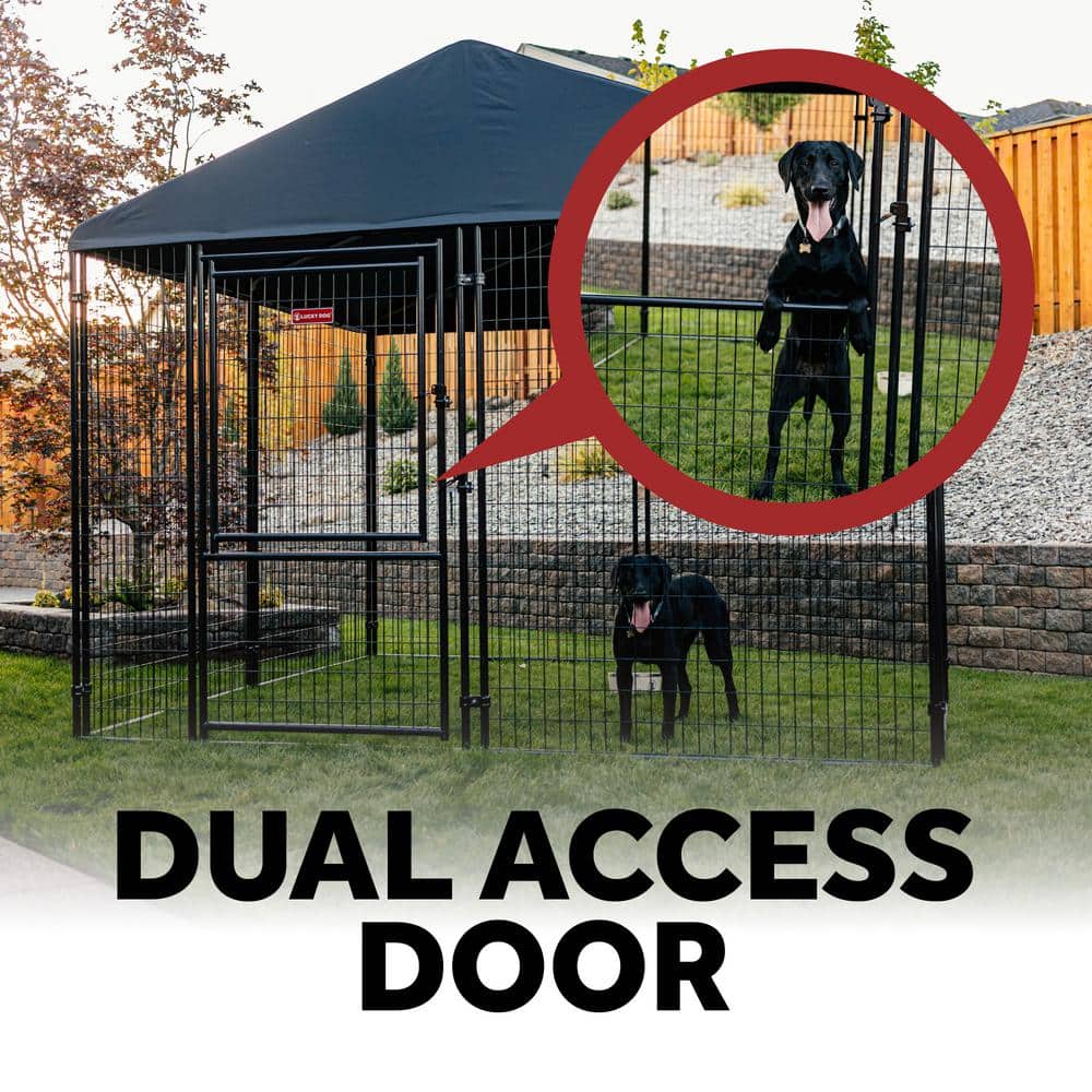 Khaki and Black Steel Frame Executive Dog Kennel 8' x 8' x 6'