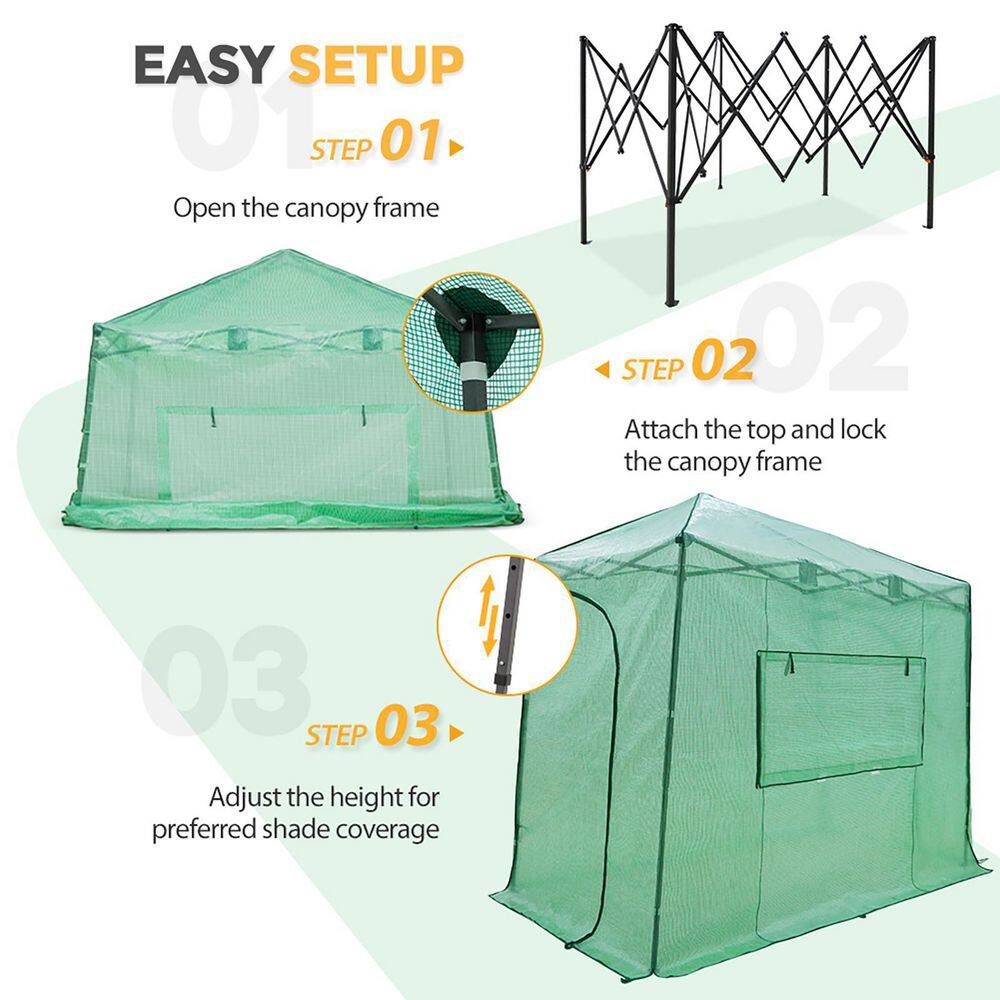 Green 10x5 Portable Walk-In Greenhouse with Zippered Doors