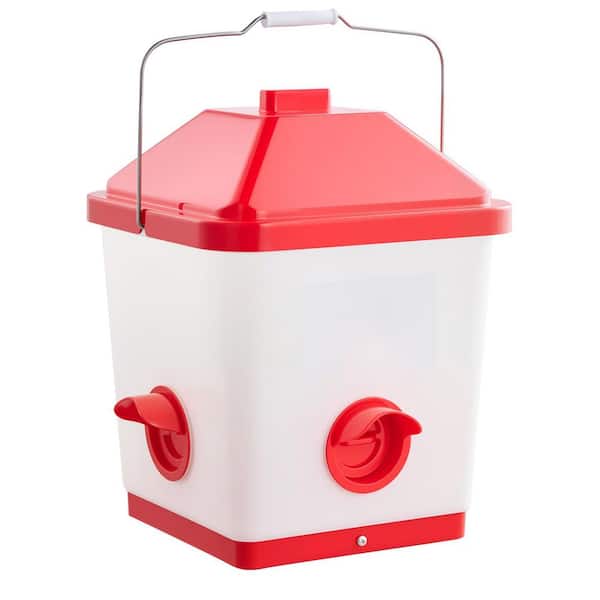 Automatic Chicken Feeder, 13.8x13x16.7in., Rainproof Design, Large Gravity Hanging Poultry Feeder Dispenser, Greenhouse