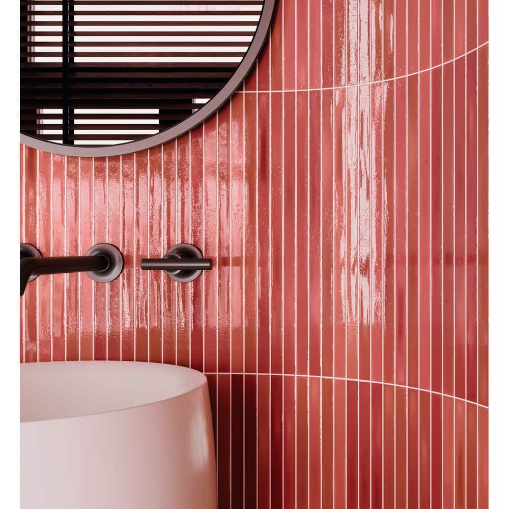 Wild Coralito Pink Glossy Ceramic Mosaic Wall Tile