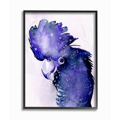 "Space Bird Watercolor Purple Animal Painting" by Jennifer Paxton Parker Framed Abstract Wall Art 30 in. x 24 in.