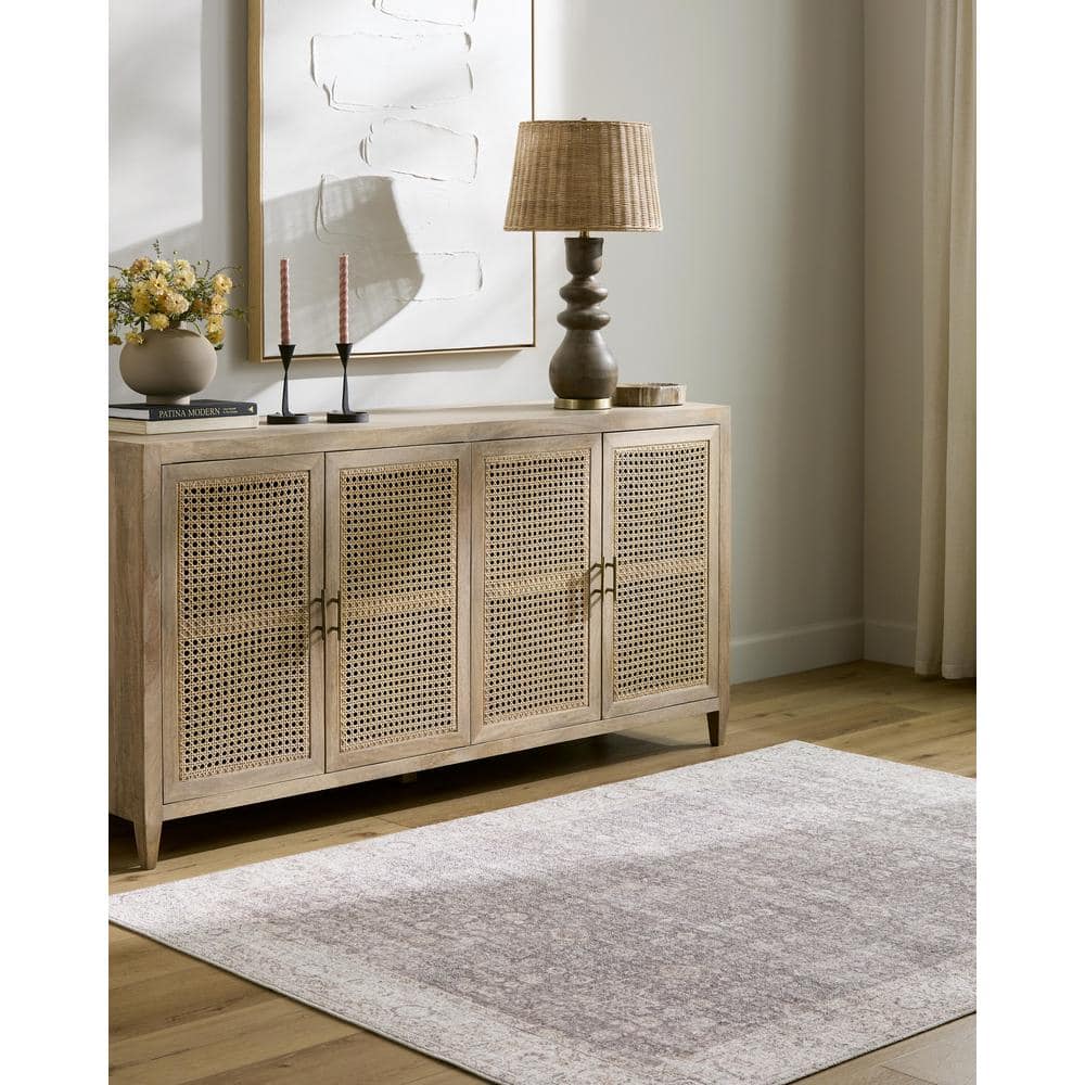 Spokane Dark Brown and Cream Synthetic Runner Area Rug