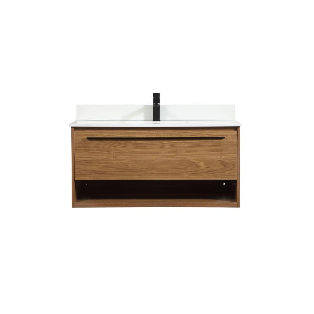 Timeless Home 40 in. W x 18 in. D x 19.7 in. H Bath Vanity in Walnut Brown 