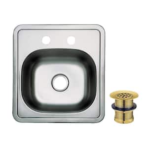 Studio Stainless Steel 15 in. 2-Hole Self-Rimming Drop-In Bar Sink in Stainless Steel