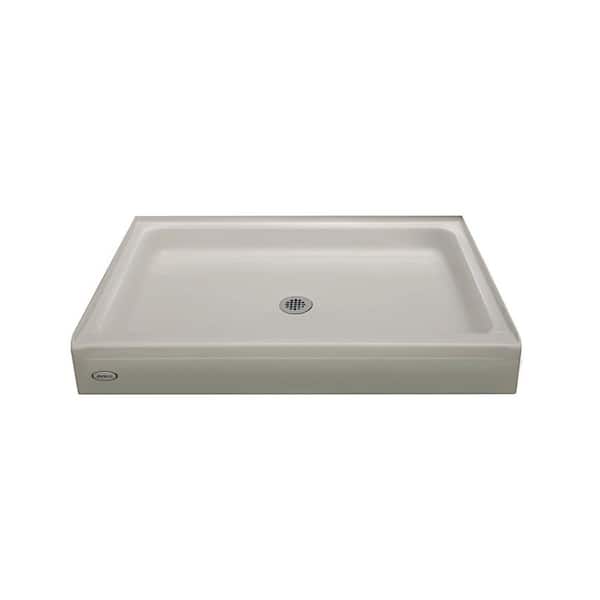 JACUZZI PRIMO 60 in. L x 34 in. W Alcove Shower Base with Center Drain in Oyster