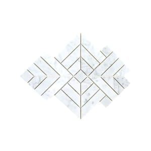 Wetherly White 9.5 in. x 9.5 in. Geometric Polished Marble Wall and Floor Mosaic Tile (5.69 sq. ft./Case)