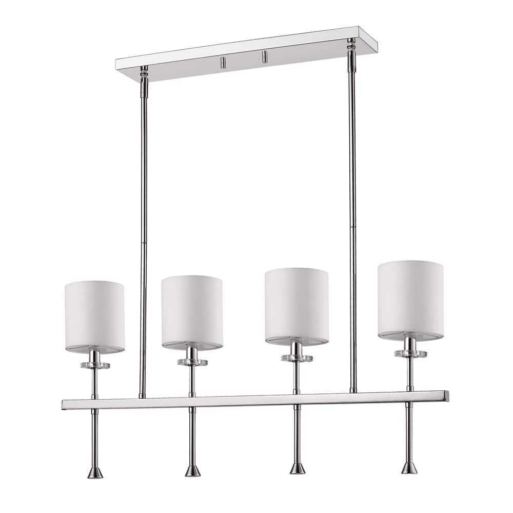 Kara 15'' Polished Nickel Crystal Bobeche 4-Light Chandelier