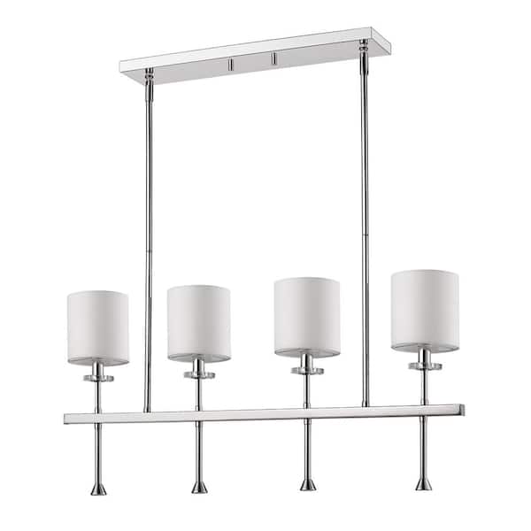 Acclaim Lighting Kara Indoor 4-Light (Island)Polished Nickel Chandelier with Shades and Crystal Bobeches